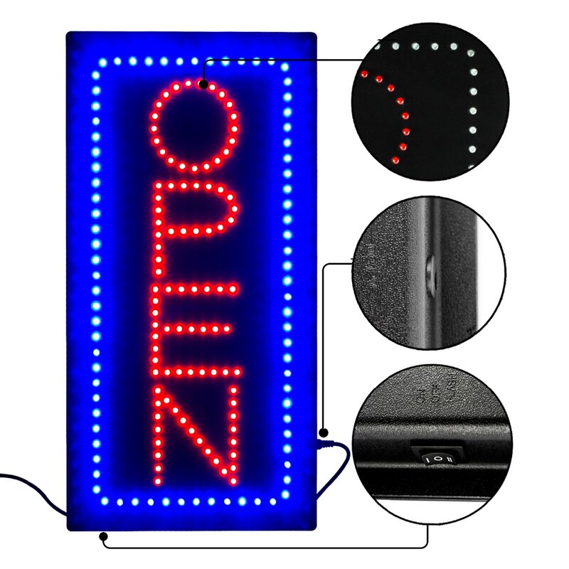 Leadleds-letreros de neón para tienda, Bar y café, luz brillante, interruptor de encendido/apagado, señal abierta, movimiento animado, nuevo diseño