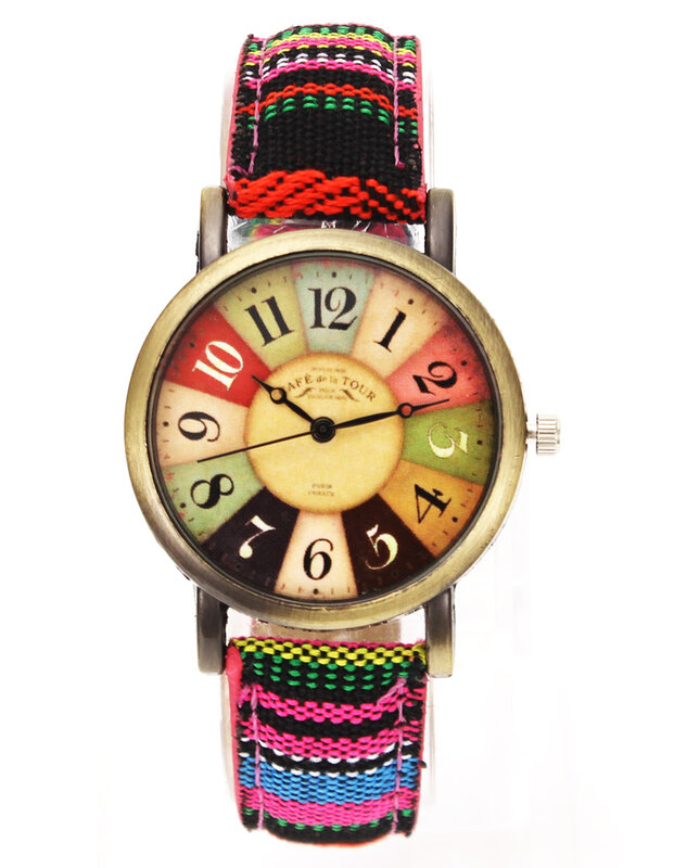 Relógio de pulso unisex Retro Quartz, padrão de filme popular, cinto de camuflagem militar, Denim Canvas Band, Fashion Sport Watch, Homens e Mulheres
