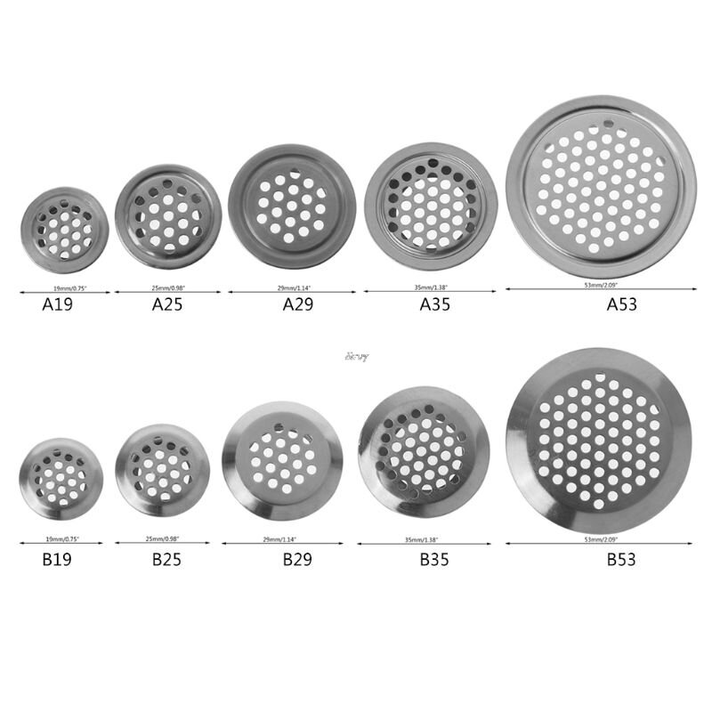 1PC Stainless Steel Air Vent Hole Ventilation Louver Round Shaped Venting Mesh Holes 19mm, 25mm, 29mm, 35mm, 53mm