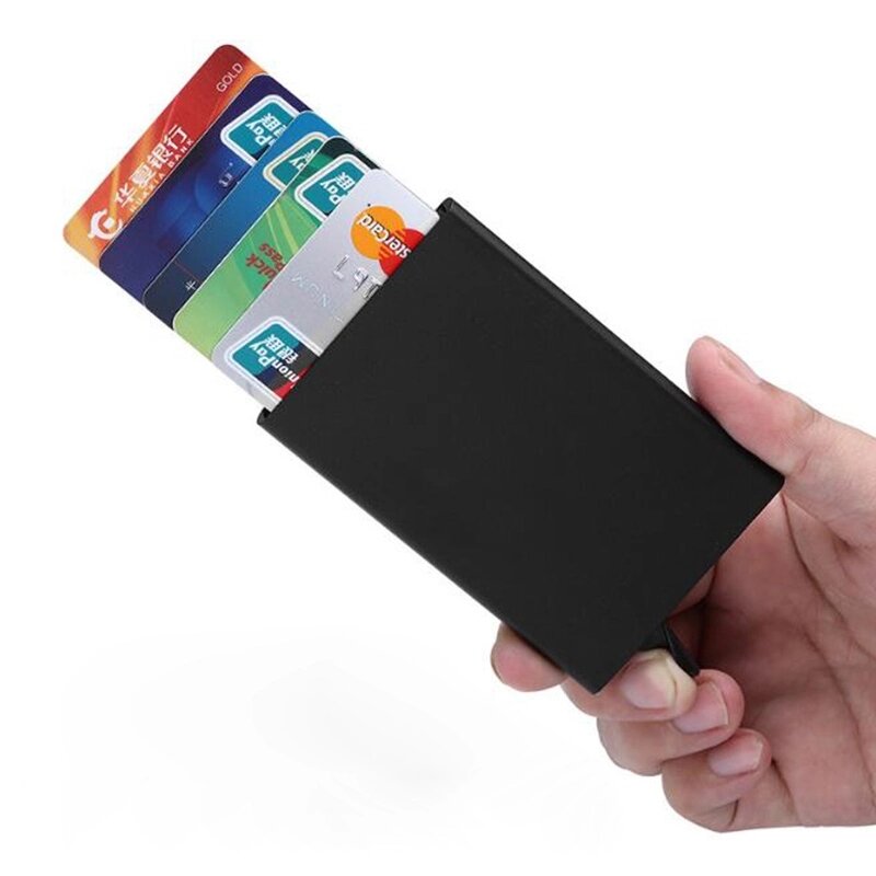 Nuevo diseño de aluminio RIFI bloqueo slim ID Business tarjeta de crédito cartera para 6 tarjetas