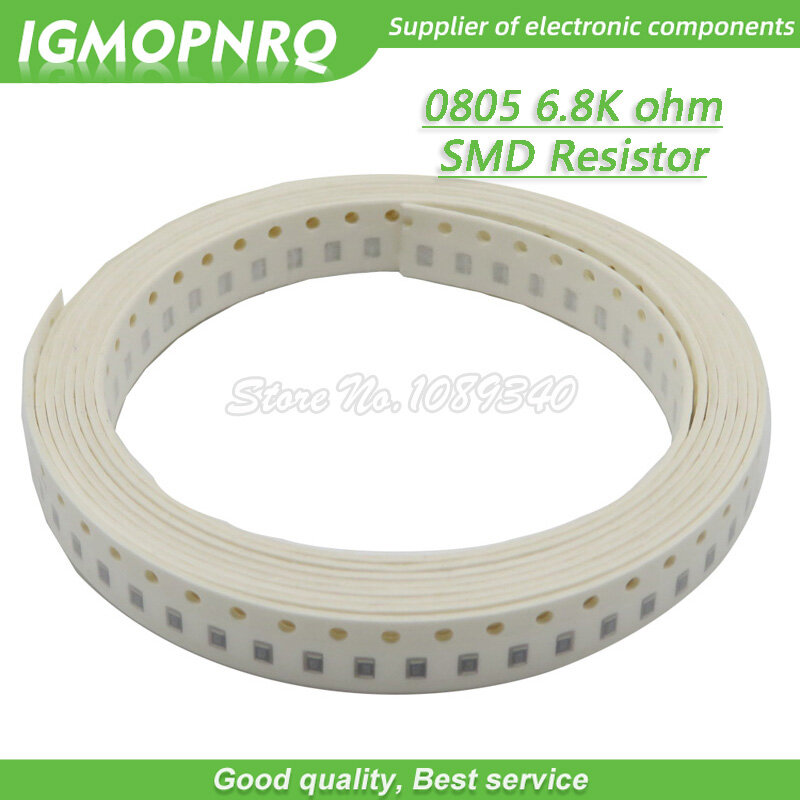 Resistor de chip smd 300 0805 k ohm, 6.8 peças, 1/8w 6.8k 6k8 ohms 0805-6.8k