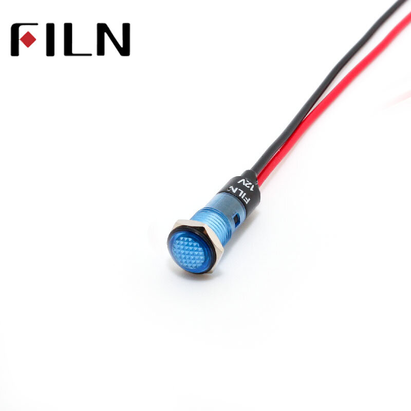 FILN-lámpara indicadora de luz led, luz piloto de señal, 6 Voltios, 120v, 12V, 24V, 8mm