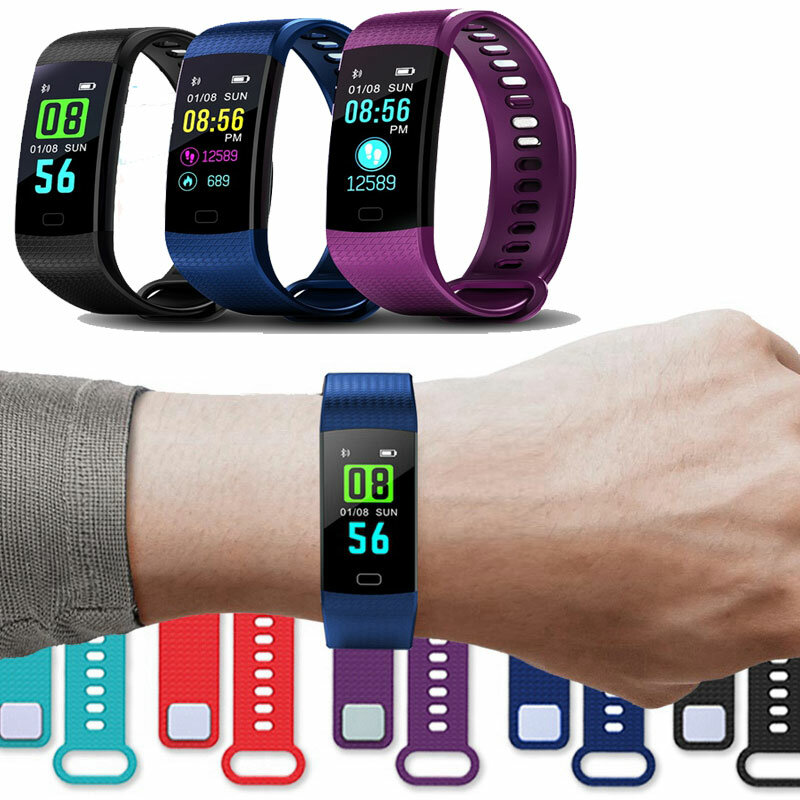 Pulseira inteligente y5 bluetooth, smartwatch com tela colorida, monitor de freqüência cardíaca, medição de pressão arterial, rastreador de fitness, masculino