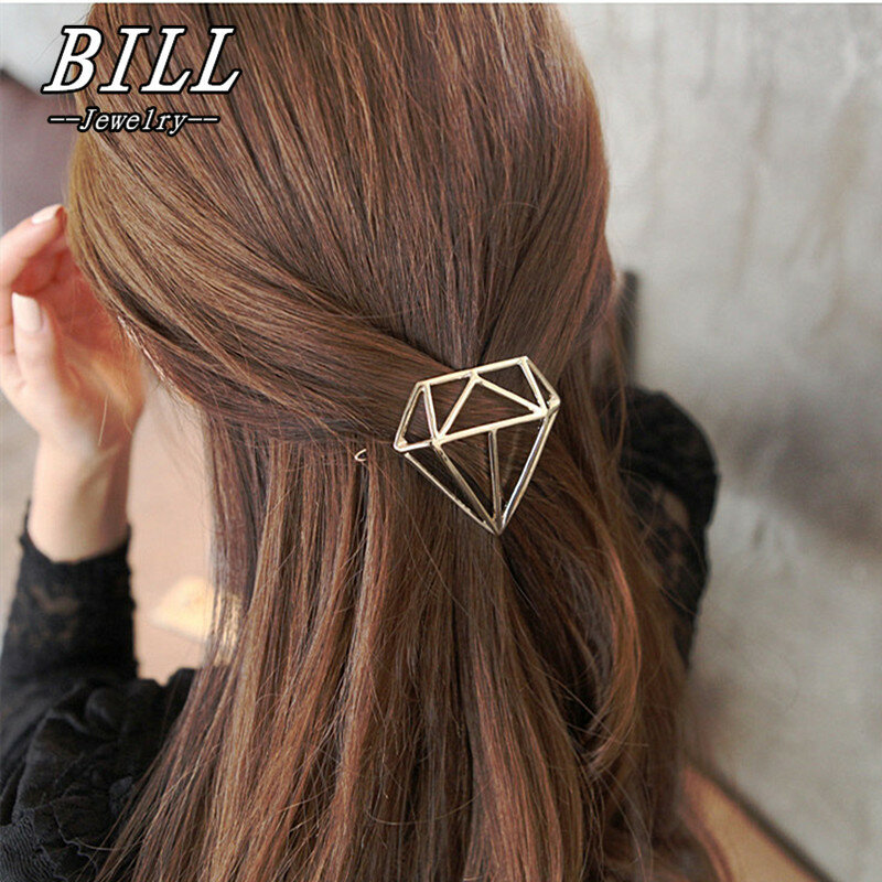 Novo triângulo oco grampos de cabelo para as mulheres geométrico pino de cabelo coreano moda metal grampos de cabelo barrettes acessórios para o cabelo bijoux