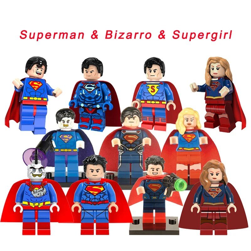 Superman & Bizarro & Legoelys superbohaterowie clark kent klasyczna figurka diy klocki dla dzieci