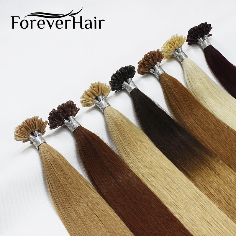 Накладные волосы FOREVER HAIR 1 г/локон 16 дюймов 18 дюймов 20 дюймов, 100% натуральные волнистые волосы Remy, красные кератиновые накладные натуральные человеческие волосы для наращивания, 50 шт./ПАК