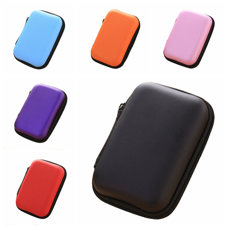 6 kleuren Cosmetische Zakken Hard Nylon Draagtas Vakken Case Hoofdtelefoon Oortelefoon Sieraden Tas
