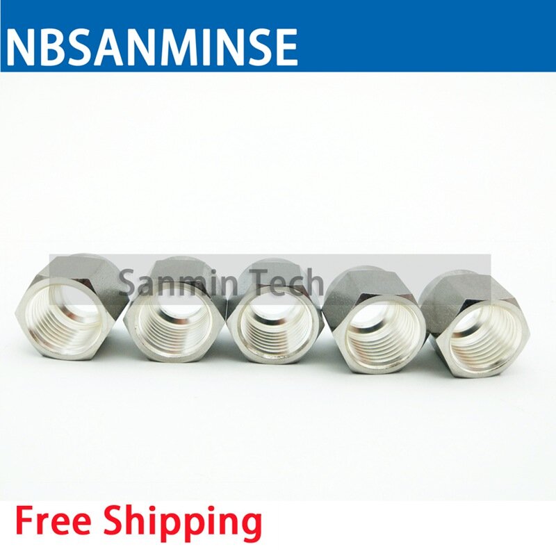 Nbsanminse 5 pçs/lote porca conector de aço inoxidável 316l tubo rígido encaixe encanamento alta qualidade