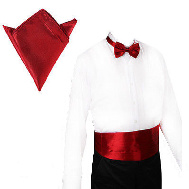 Conjunto de pañuelo cuadrado de bolsillo para hombre, esmoquin de boda, faja formal de Noeud Papillon, cinturones anchos, cinturón nupcial