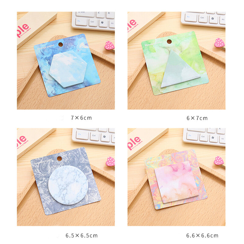 cute watercolor geometric color gradient sticky notes memo pad writing message stickers bookmark label stationery office supply