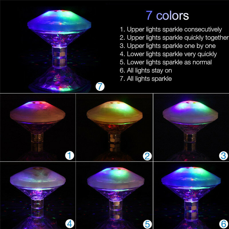 Lampu Bawah Air Mengambang RGB Lampu Disko LED Dapat Menyelam Cahaya Menunjukkan Kolam Renang Bak Mandi Panas Lampu Spa Lampu Mandi