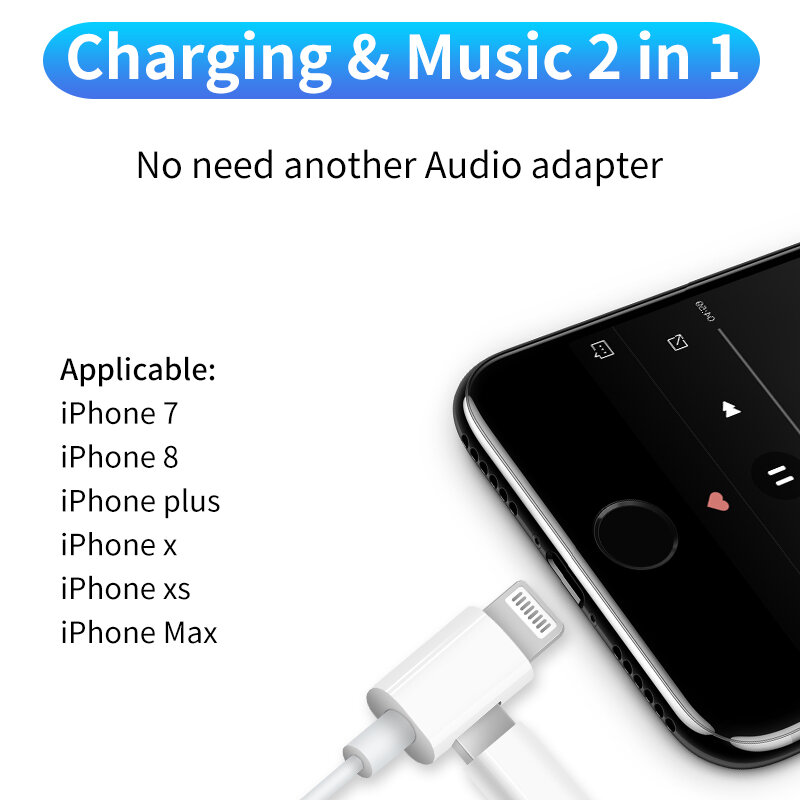 Наушники Bluetooth с наушниками для зарядки музыки, наушники apple, спортивные проводные стерео бас для iPhone 6/7/8/X