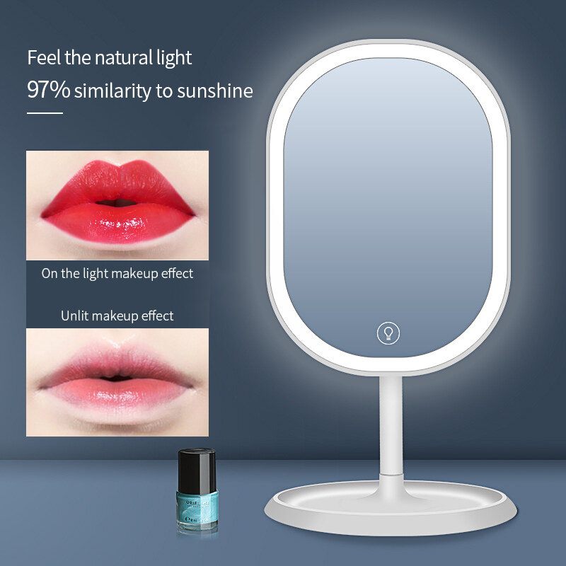Adjustable Makeup Mirror with 20 LEDs Cosmetic Mirror light with Touch Dimmer Switch USB Powered for Table Bathroom Bedroom