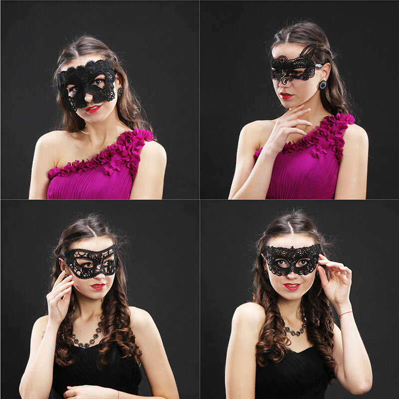 1 sztuk czarny Sexy Party koronkowa maska dla kobiet pół twarzy karnawał festiwal Ball Halloween maski na maskaradę Event & Party Supplies