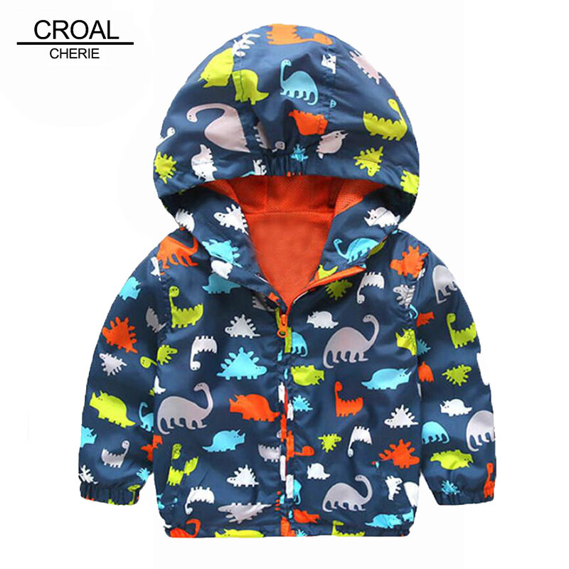 Cute Dinosaur Windbreaker para crianças, Jaqueta infantil, Boys Outerwear Coats, Roupas de bebê ativas, Roupas de outono, 80-120cm, Primavera