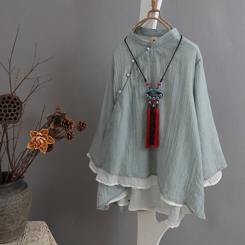 Blusa Oriental estilo chino para mujer, camisa de estilo coreano, ropa de calle japonesa DD1485 S, verano, 2019