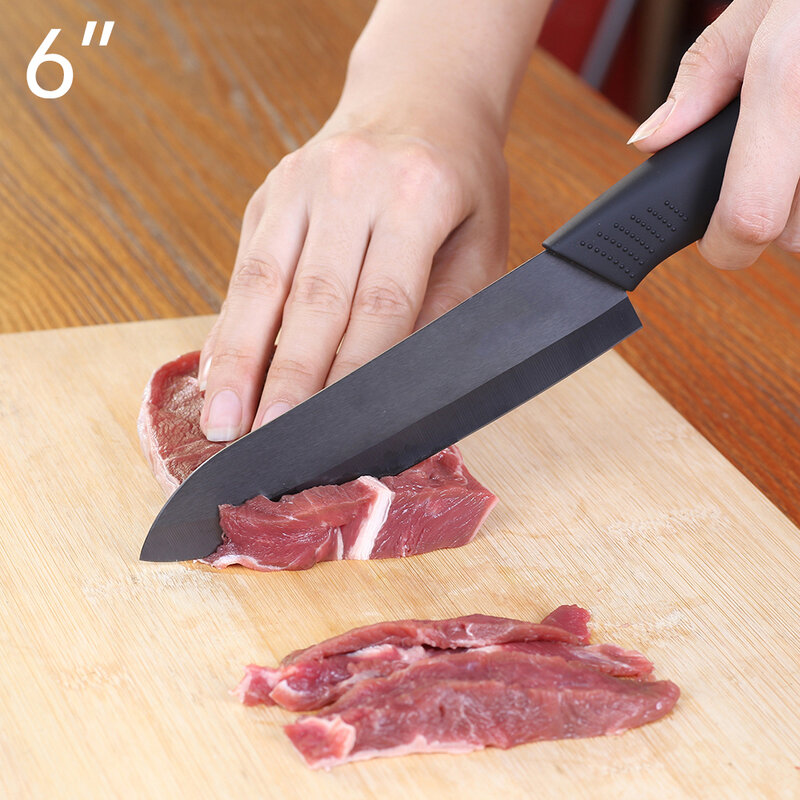 Conjunto de faca cerâmica facas cozinha 3 4 5 6 polegada zircônia lâmina preta aparas frutas legumes facas de cerâmica ferramentas de cozinha