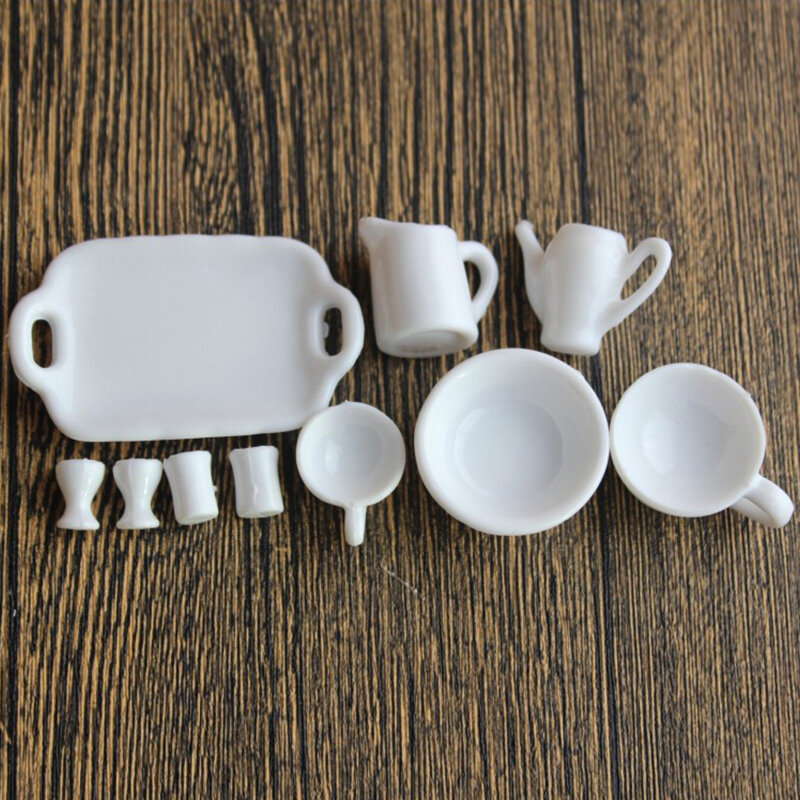 Symulacja kubek kuchenny zestaw talerzy miniaturowa figurka udawaj zagraj w zabawka kuchenna dom dla lalek akcesoria DIY prezent prezent dla dziecka