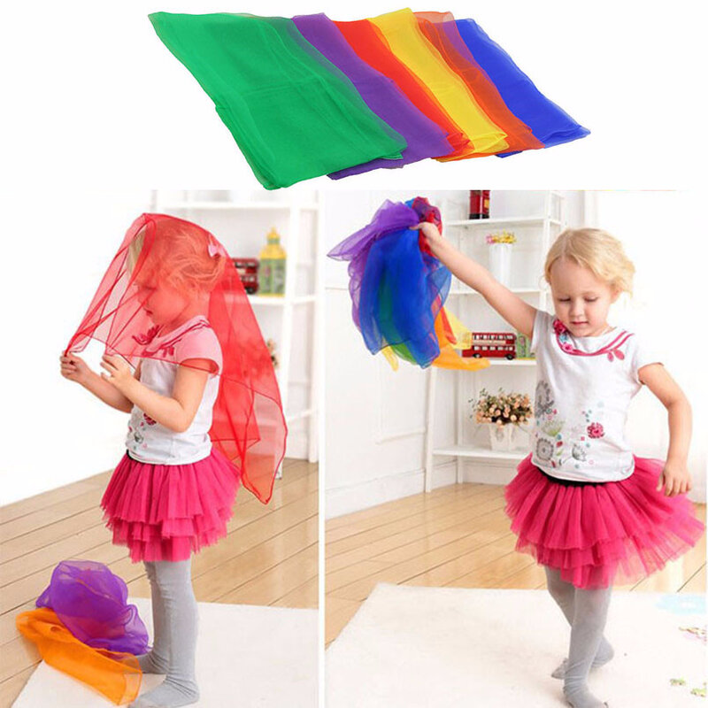 5 sztuk kolorowe dzieci gimnastyka plac szalik gra na zewnątrz zabawki sportowe taniec interaktywne szaliki chusteczka ręcznik na siłownię gaza
