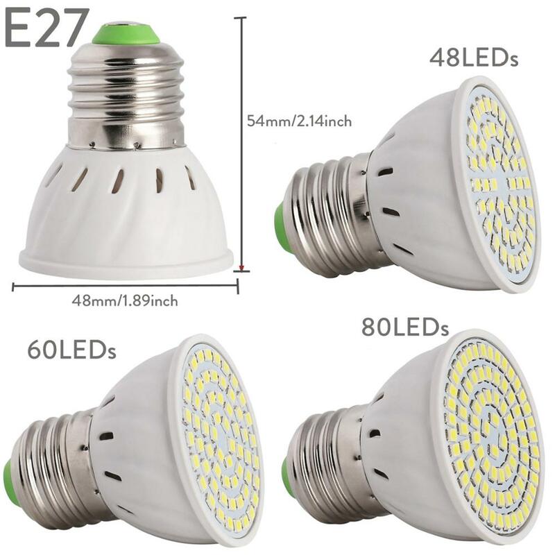 LED Lampa punktowa żarówka 110V 220V 230V E27 GU10 MR16 reflektor SMD2835 48/60/80 LED światło punktowe do kuchni domowe lampki dekoracyjne