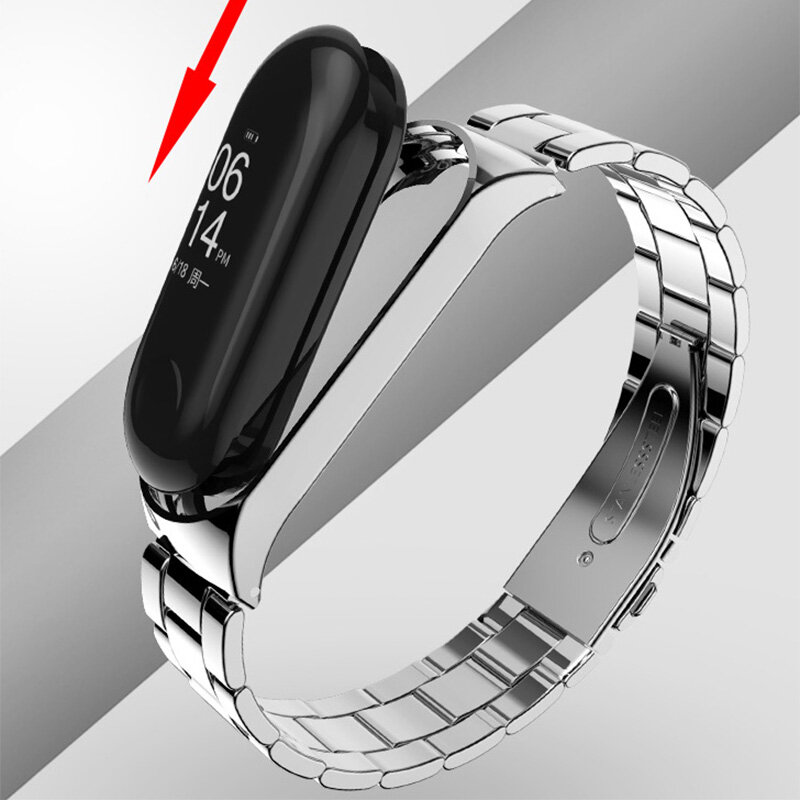 New Metal strap For Xiaomi Mi band 3 and 4 Smart Bracelet Metal wristband Stainless Steel Strap For Xiaomi Mi band 3 Smart band