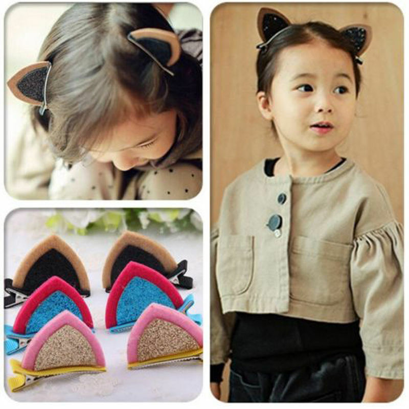 Bambini bambini neonate carino Cat Ear barrettes fermaglio per capelli Barrette forcina per capelli 6 colori