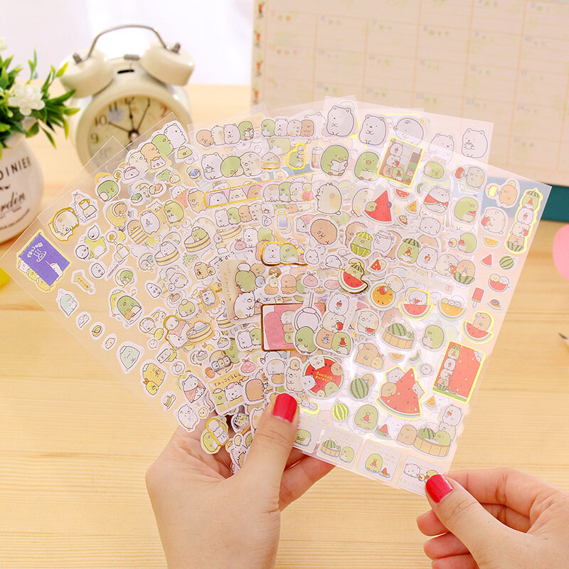 1 Buah Stiker Alat Tulis Kreatif Stiker Diary Perencana Album DIY Pola Dekoratif Transparan Kelinci Gulungan Bulat Korea