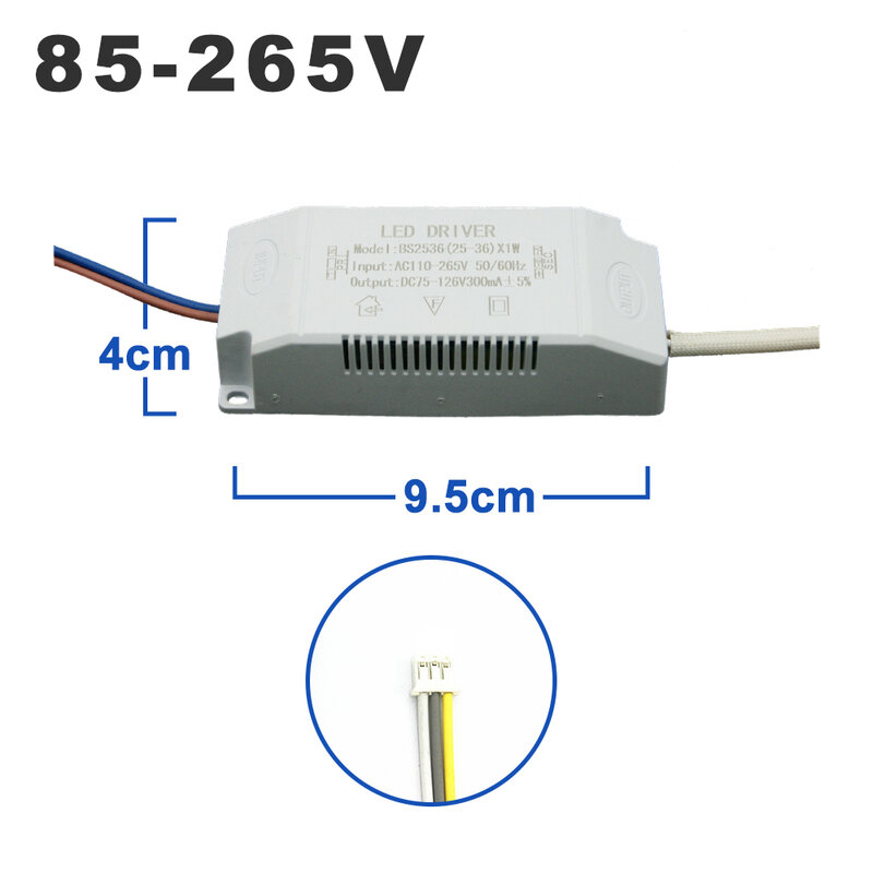 AC85-265V светодиодный драйвер, три цвета, постоянный ток, 300 мА, выход 1-60 Вт, Регулируемый источник питания, внешний или светодиодный потолочный светильник
