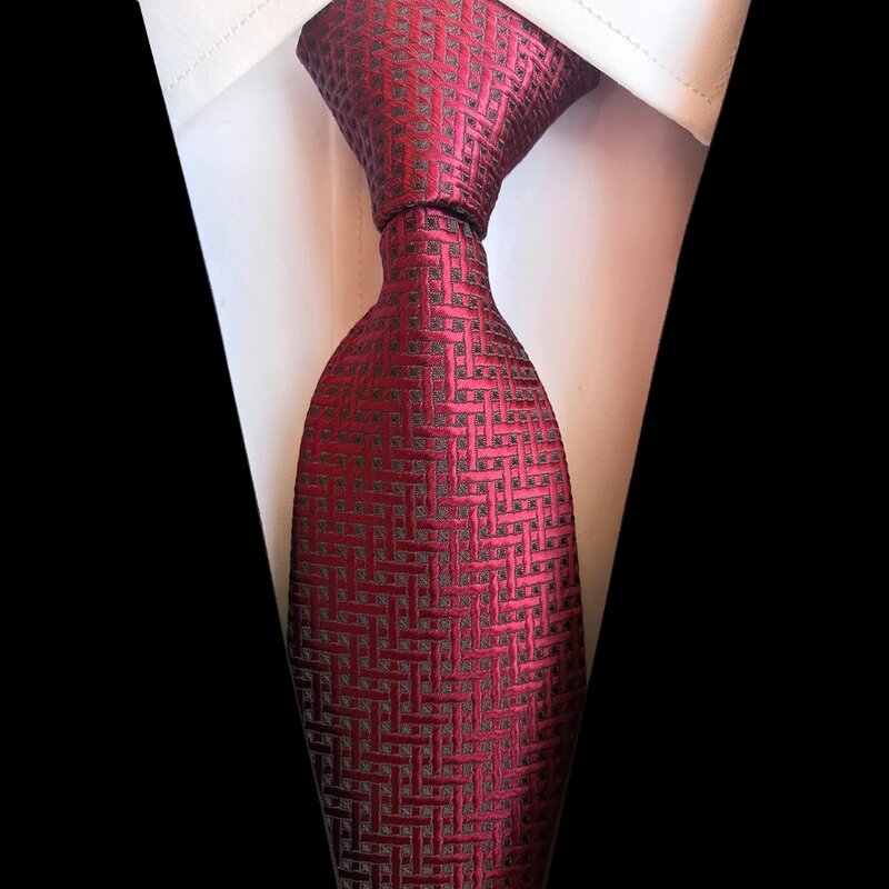 GUSLESON nowy żakardowy tkany jedwab krawat dla mężczyzn biznes Gravatas normalny krawat w kratkę garnitur krawaty ślubne dodatki odzieżowe