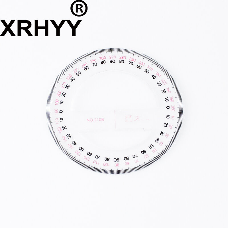 XRHYY-Regla Circular de plástico Super transparente, buscador de ángulos, transportador de 360 grados