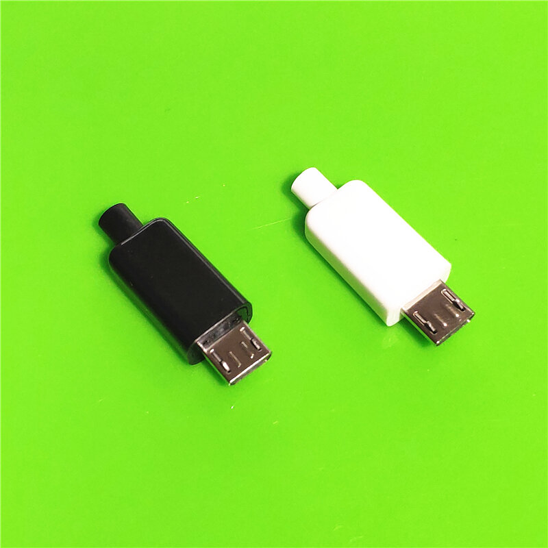 Micro USB macho conector Plug, 4Pin Plug, preto, branco soldagem, dados, OTG Line Interface, DIY Acessórios, 10pcs por lote
