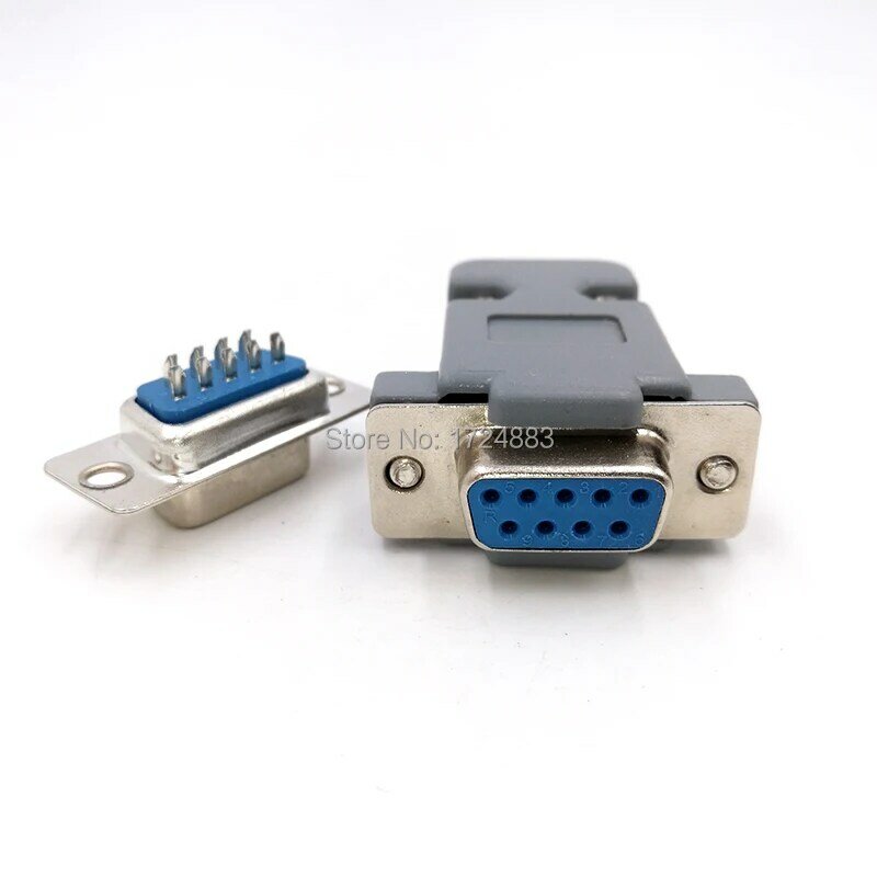 DB9 Conector do Adaptador Serial, Plugue Tipo D, 9 Pin Hole Port Socket, Feminino e Masculino, Instalação de Parafuso + Shell, DP9