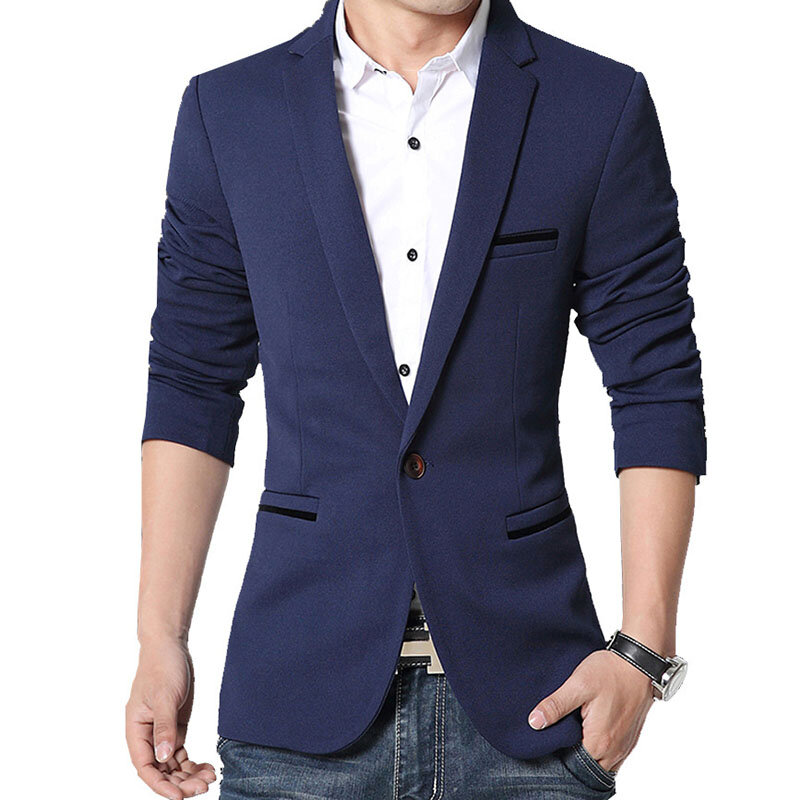 Blazer informal de marca para hombre, chaqueta de traje ajustada, ropa masculina, M ~ 5XL, AY1415, otoño y primavera