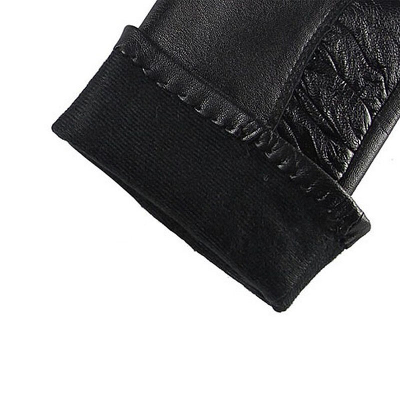トップファッション大人の冬期間限定の女性手袋スリムシープスキン手袋手首固体本当の本物の革送料無料 L124NQ-5