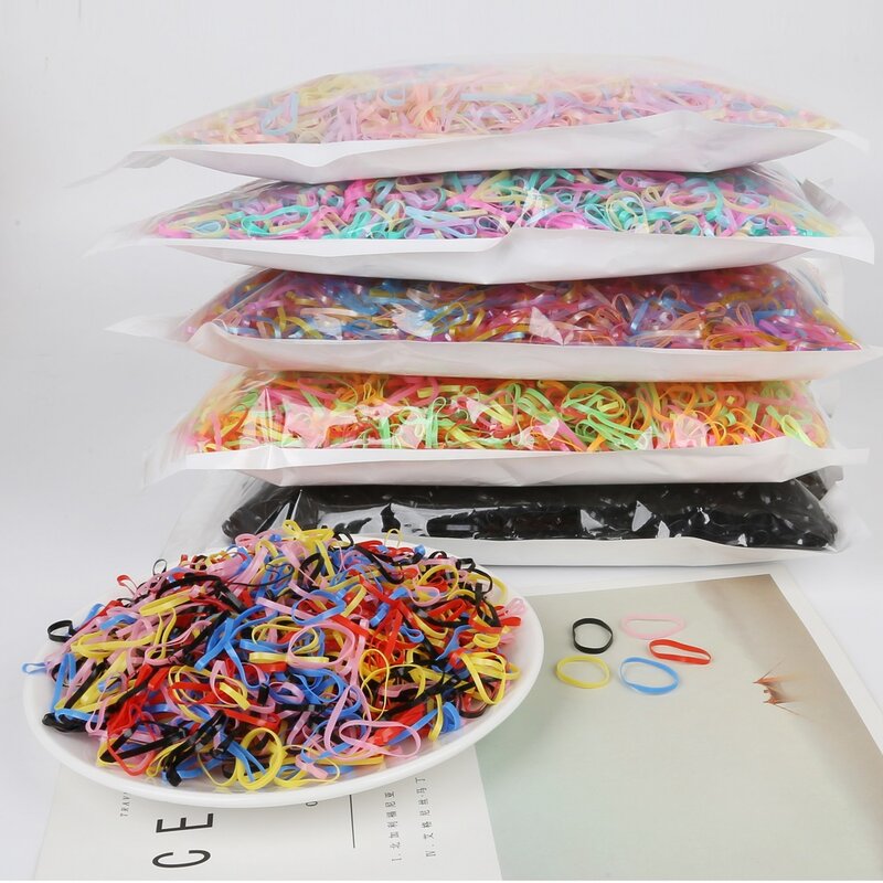 1000 sztuk małe jednorazowe kolorowe elastyczne opaski do włosów Bezel dla dzieci dziewczyna akcesoria do włosów Scrunchy guma do włosów gumką