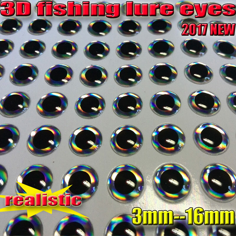 Ojos de señuelo de pesca 3D, Ojos de mosca a elegir tamaño: 3mm-16mm, cantidad: 500 unids/lote, Ojos de pesca artificiales realistas, color: plateado, novedad de 2022