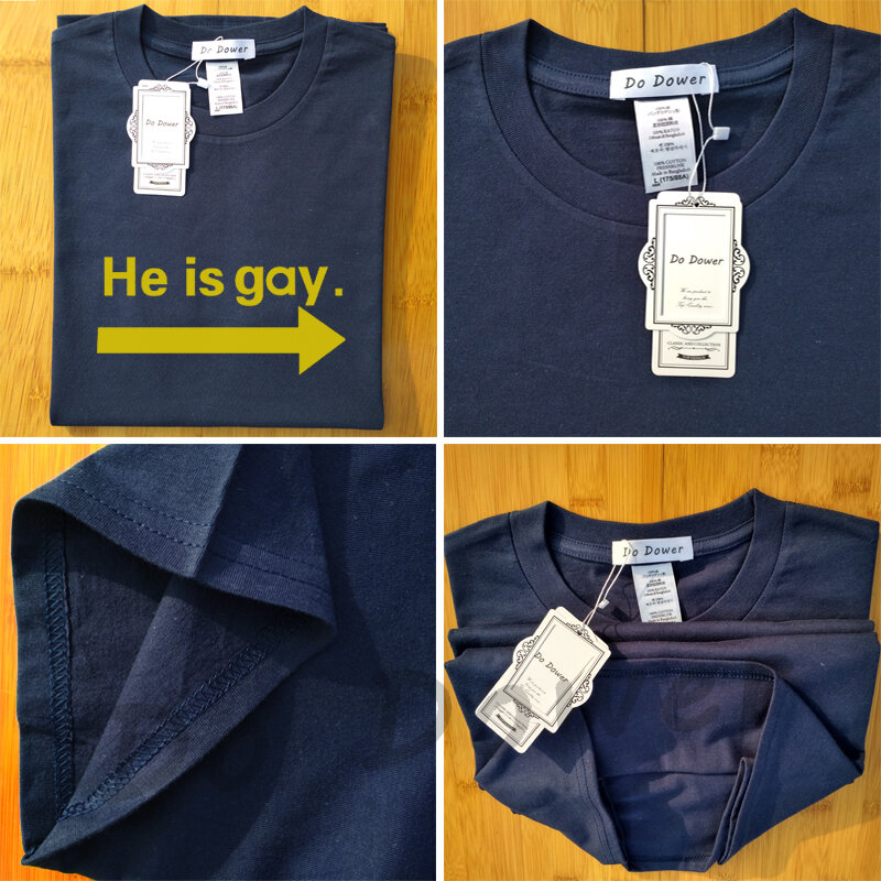 2018 Summer HE IS GAY Printed Men Short Sleeve T Shirt Funny Fashion Style Round Neck Letters 100% Cotton Tshirt Wholesale