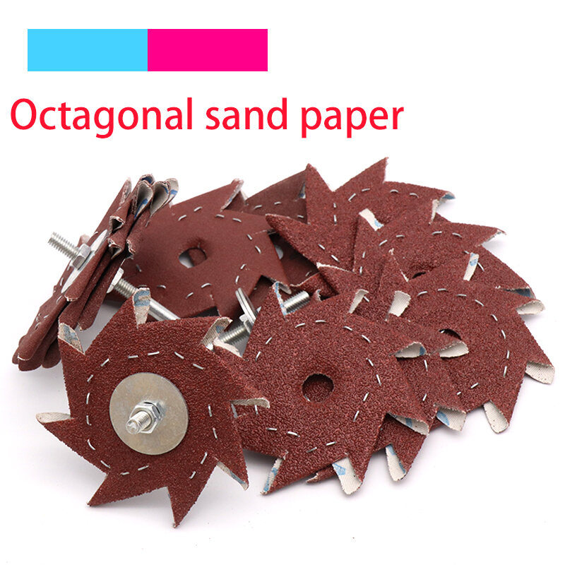 20Pcs 80 ~ 600กรวด Octagon กระดาษทรายไม้แกะสลักขัดทำความสะอาดแปรงเครื่องมือเฟอร์นิเจอร์ขัดขัดงานไม้