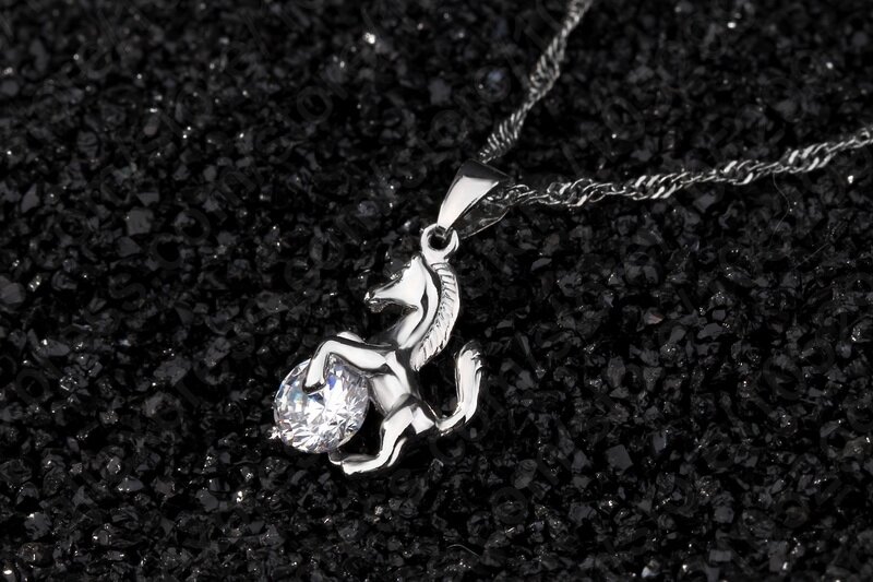Trendi terbaik Kuda Desain Liontin 925 Sterling Silver Fine Perhiasan Cubic Zircon Kalung Anting-Anting Untuk Wanita Pernikahan Hadiah Set