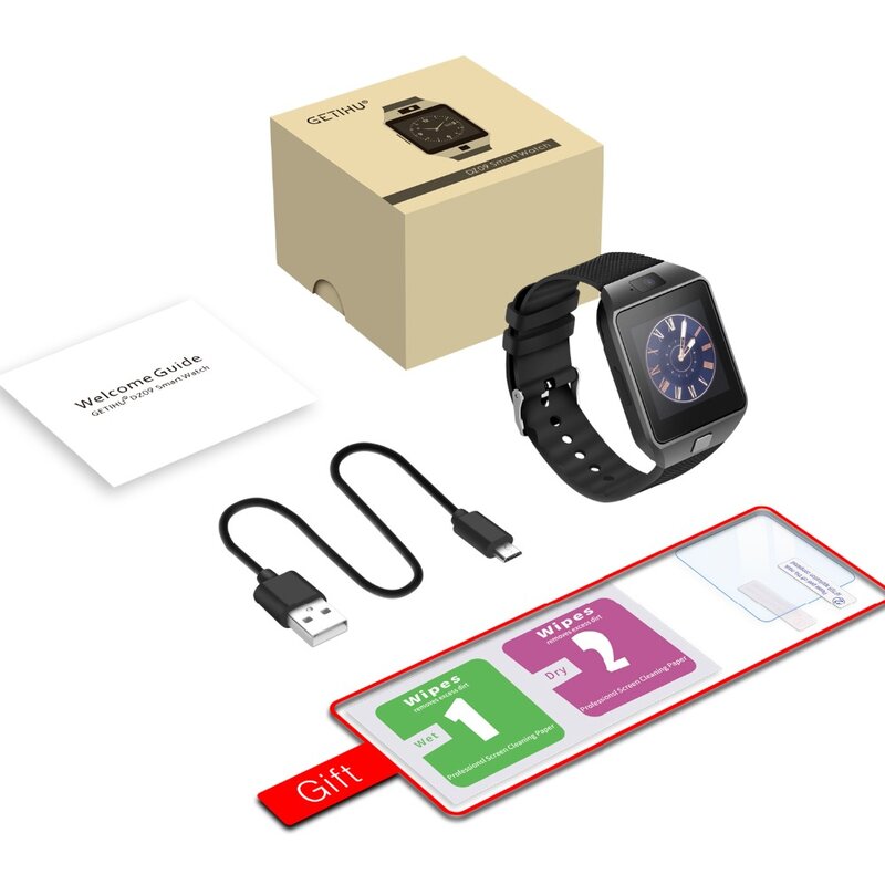 GETIHU DZ09 Smartwatch Smart Uhr Digital Männer Uhr Für Apple iPhone Samsung Android Handy Bluetooth SIM TF Karte Kamera