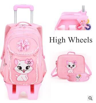 Schule rädern rucksack tasche für Mädchen Roll rucksäcke tasche Kinder Rädern taschen kinder Schule rucksack Auf rädern Trolley taschen