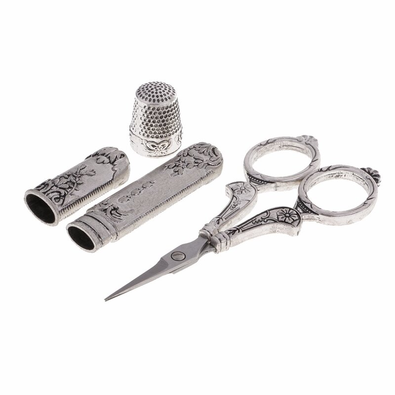 Kit forbici da sarto professionali Vintage Euro Set di custodie per aghi ditali ricamo per cucire forbici a croce strumento di taglio per uso domestico