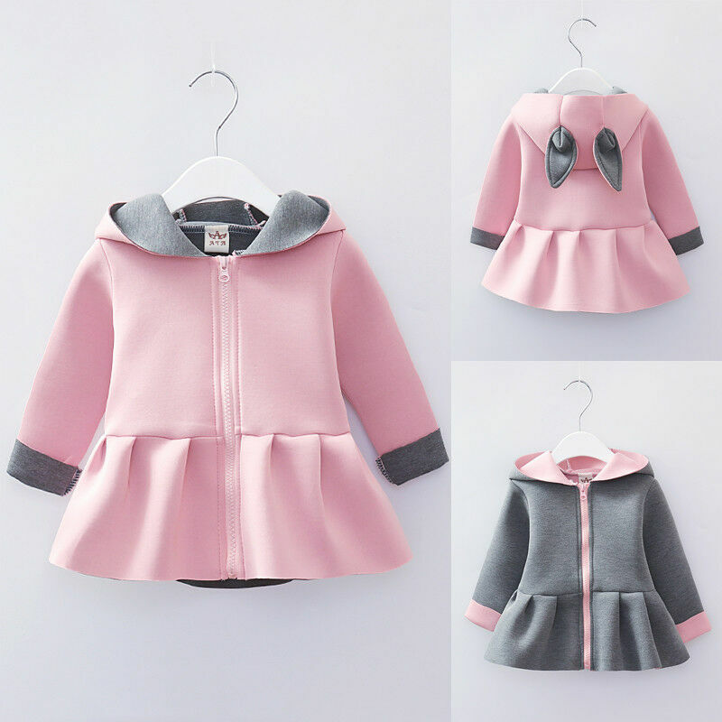 Toddler Baby Girls 3D Ear Bunny Rabbit Coat Long Sleeve Jacket Outfits Clothes