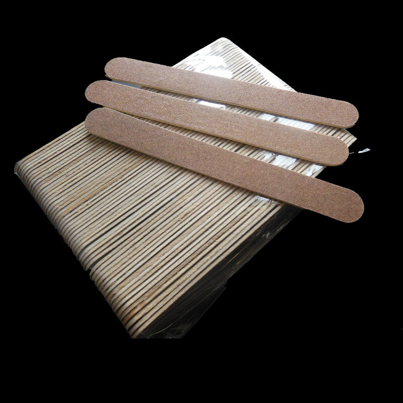 Limas de madera para uñas, herramienta de manicura marrón, 50 piezas, 180/180