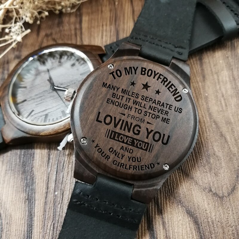 TO MY BOYFIREND reloj de madera grabado LOVING YOU YOUR GIRL FRIEND