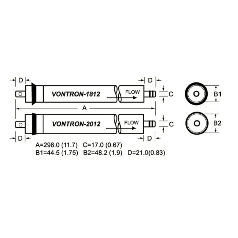 Vontron ULP1812-75 가정용 정수기, 역삼투 시스템용 RO 멤브레인, NSF, 75 gpd