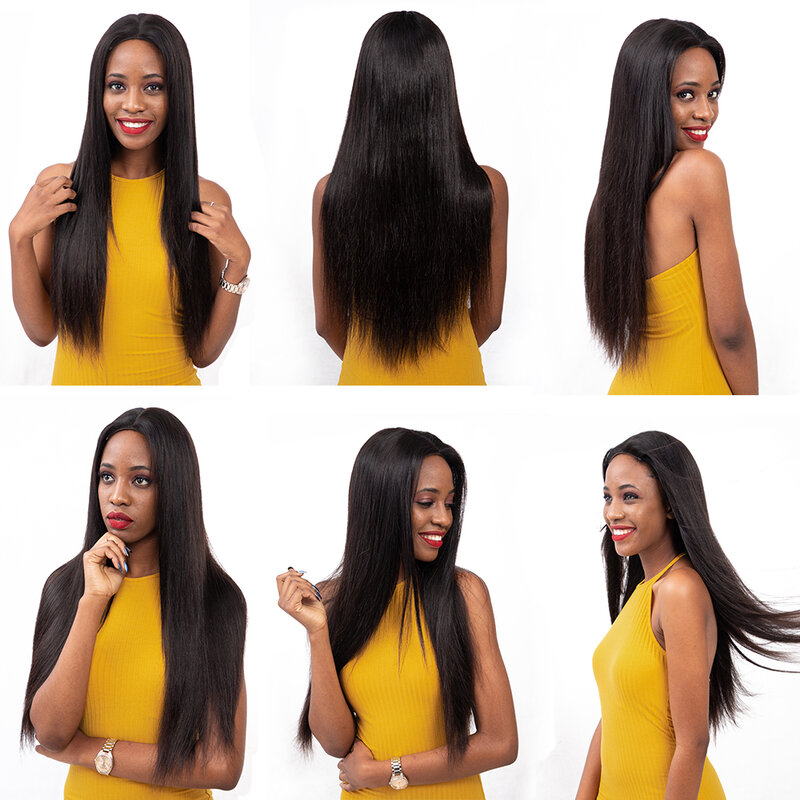 Amanda Hair-extensiones de cabello humano 3/4 liso, mechones de pelo brasileño ondulado, Color Natural, 8-28 pulgadas, Remy, 100%