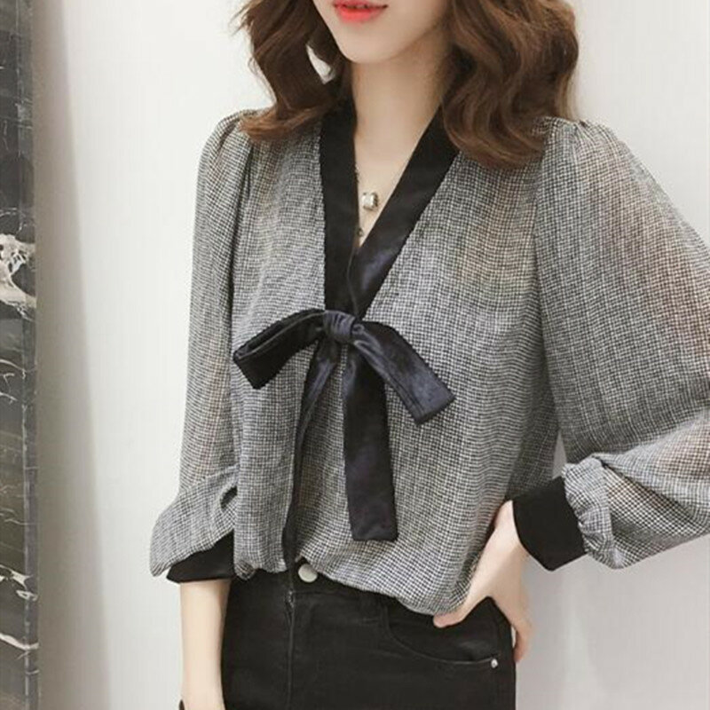 Blouse women chiffon office ladies tops plus size elegant vintage ladies tops and blouses business shirt bow personality clothes