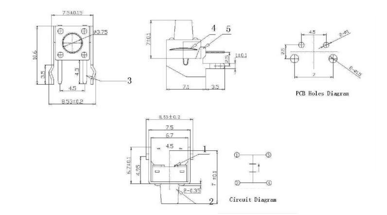 Interruptor táctil Horizontal con soporte, microinterruptor de 100 piezas, 6x6x9mm, 6x6x9mm