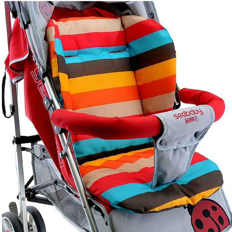 Cojín de asiento de cochecito de bebé a prueba de agua, trona suave de arco iris, colchón de asiento de coche, almohadilla de asiento de silla de comedor de bebé